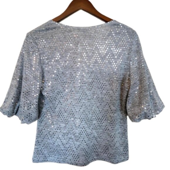NWOT Laura Petite All Over Sparkly Holiday Top - Picture 2 of 5